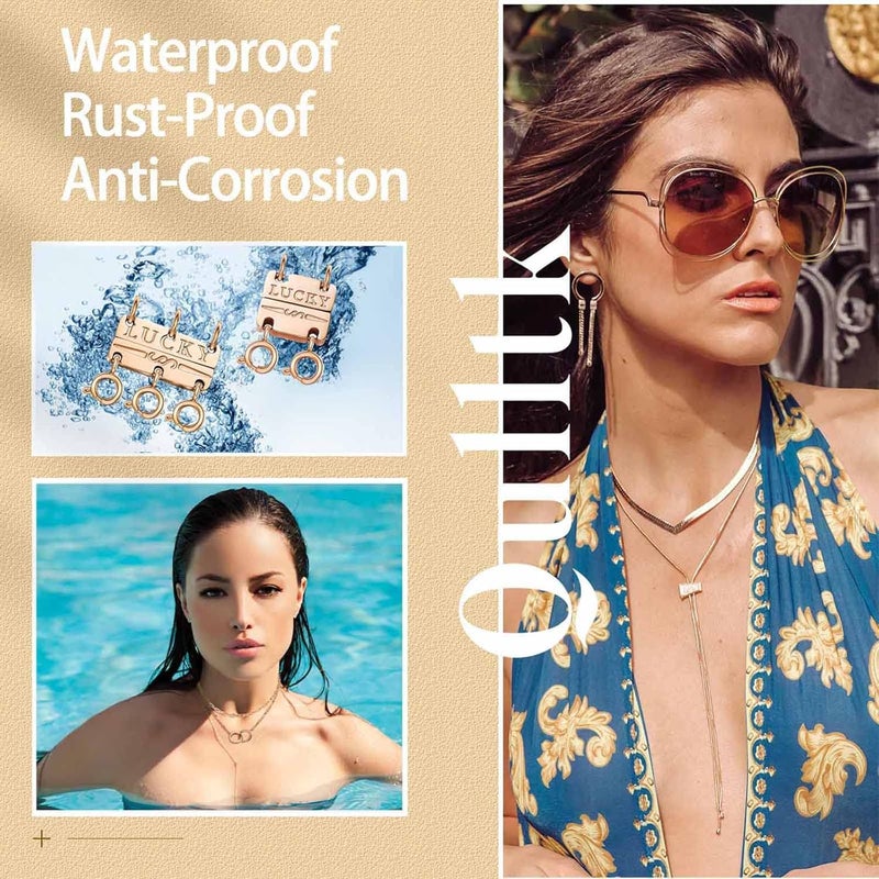 Qulltk Lucky Necklace Separator for Layering Strong Magnetic Clasps, 14K Gold and Silver Multiple Necklace Clasps for Layered Look - Image 4